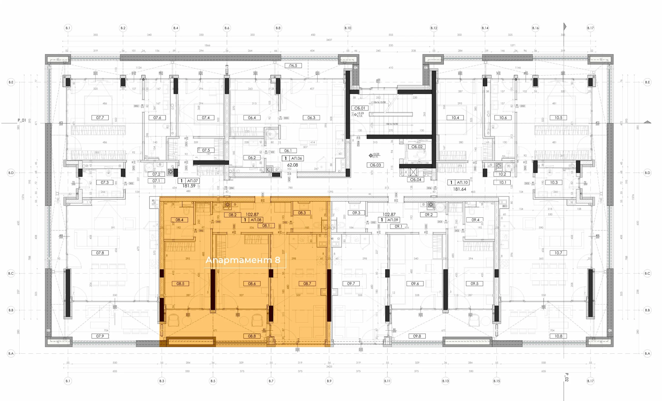 Разположение на Апартамент 08 на етажа – Memiko Homes