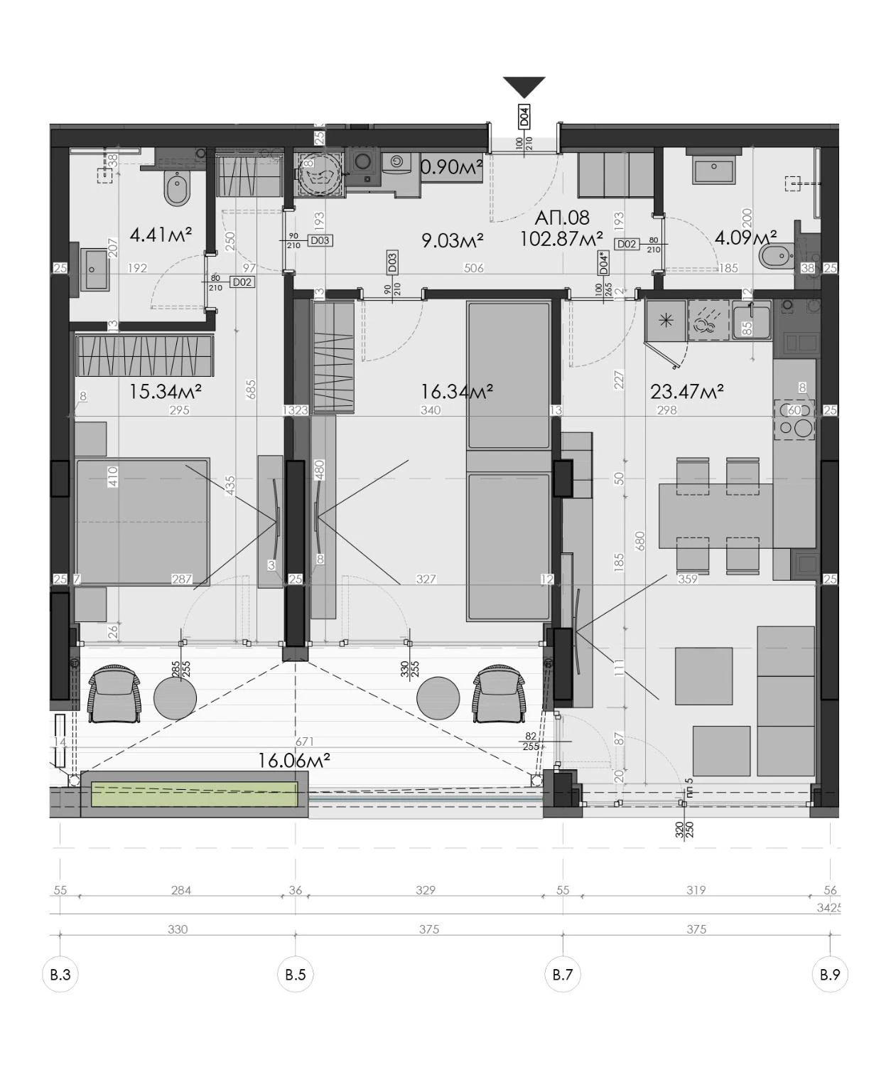 Разпределение на Апартамент 08 – Memiko Homes